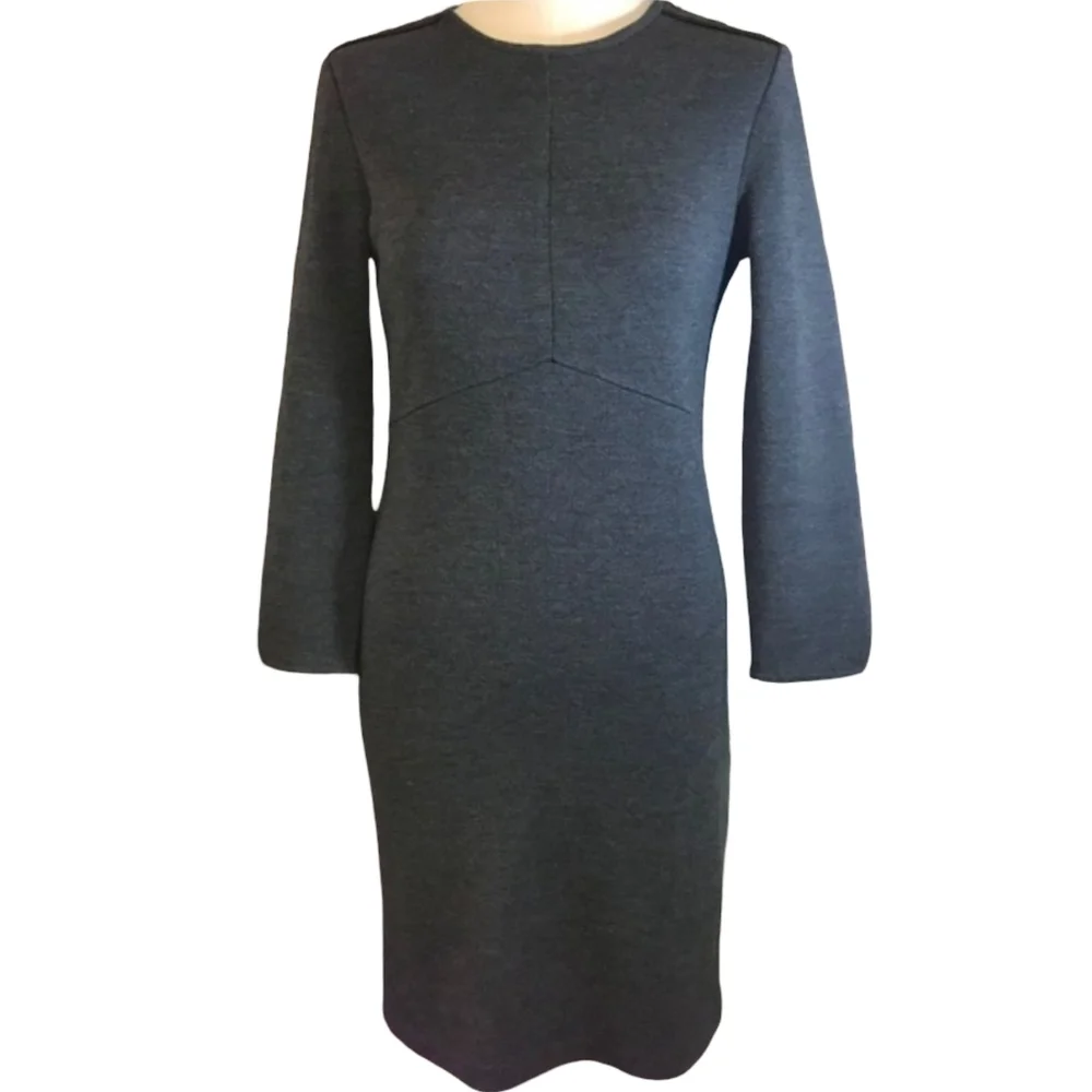 Tory Burch Vienna Gray Wool Long Sleeve Dress Size XS